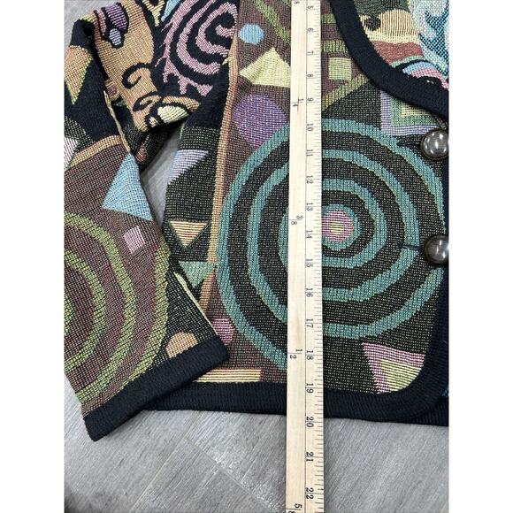 Vtg Its In The Bag Unge-Potch-Ket Sz Small Tapestry Button Jacket Art To Wear - Picture 7 of 9
